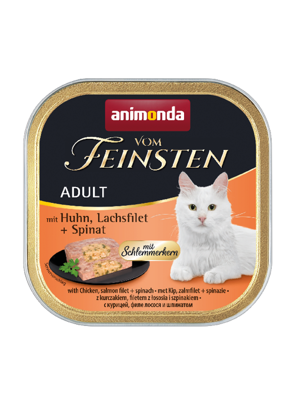 Animonda Cat Vom Feinsten adulte Poulet, filet de saumon et épinards 100g