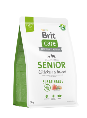 BRIT CARE Dog Sustainable Senior Poulet & Insectes 3kg x2