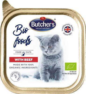BUTCHER'S Alimentation biologique Cat au bœuf et au veau 85g