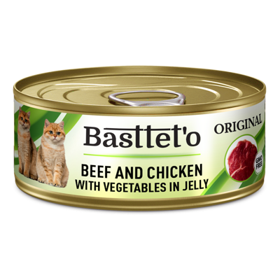 Basttet'o Original Boeuf & Poulet & Jell-O aux légumes pour chats 85g (boîte)