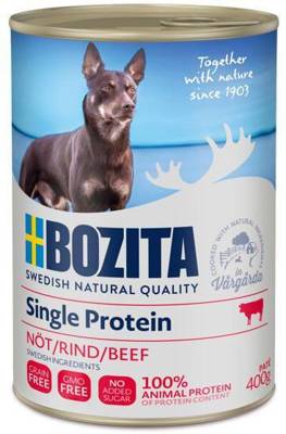 Bozita - Pâté mono-protéique au boeuf - nourriture humide pour chiens sans grain, boîte de 400g