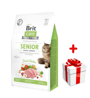 Brit Care Grain-Free Senior Weight Control avec poulet 400g + Surprise pour votre chat GRATUITES !