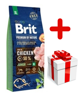 Brit Premium By Nature Junior XL avec du poulet 15 kg+ Surprise gratuite pour chien