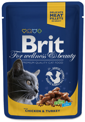 Brit Premium Cat pour chats adultes avec poulet et dinde 100g