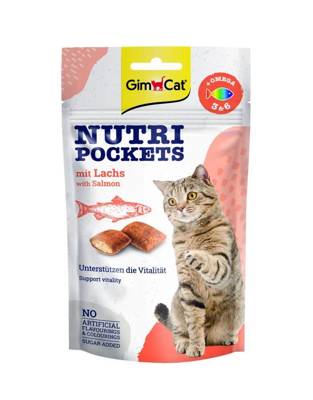 GIMCAT NUTRI POCKETS Snack au saumon avec Omega 3&6 60g