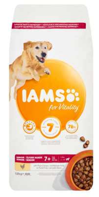 IAMS-Aliment sec Vitalité pour chiens âgés de grande race, au poulet 12 kg