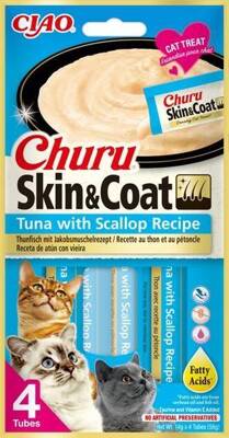 INABA Churu Skin & Coat pour chats thon et coquilles Saint-Jacques 4x14g