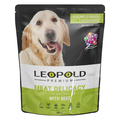 Leopold Premium au boeuf 500g - 65% de viande - pour chien