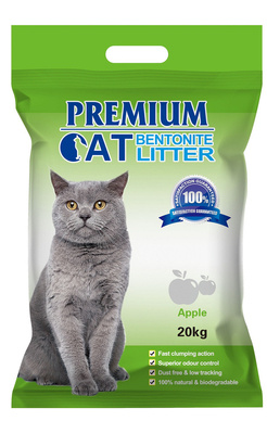 Litière Bentonite Agglomérante Premium pour Chat - Pomme pour chat 20kg